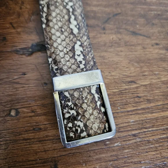 Vintage Vibora Snakeskin Belt With Metal Buckle - Picture 2 of 6